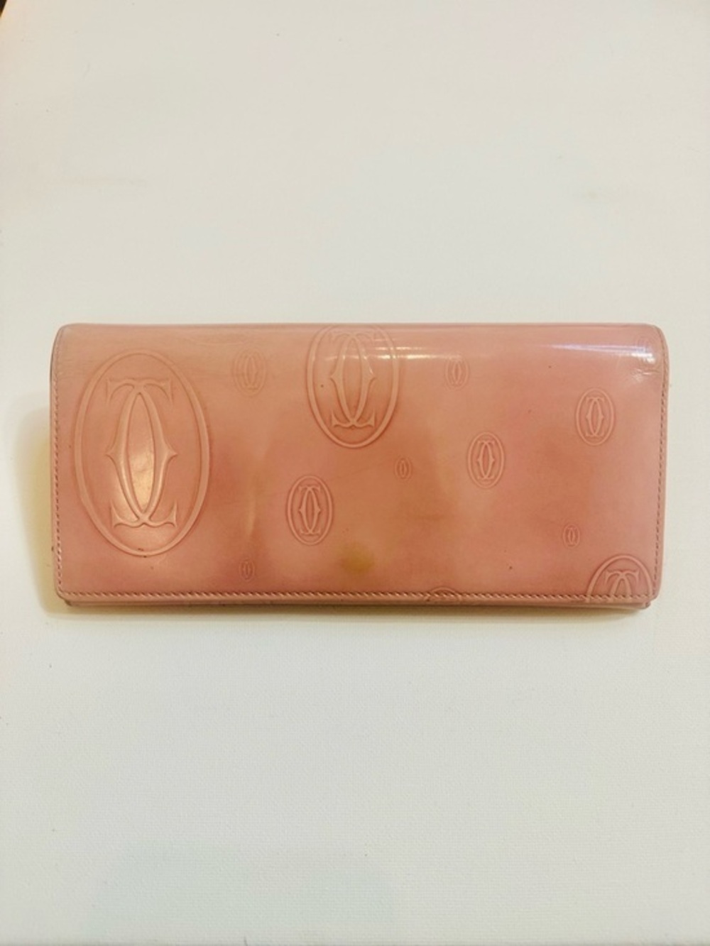 Authentic Cartier Happy Birthday Pink Patent Leather Long Wallet
